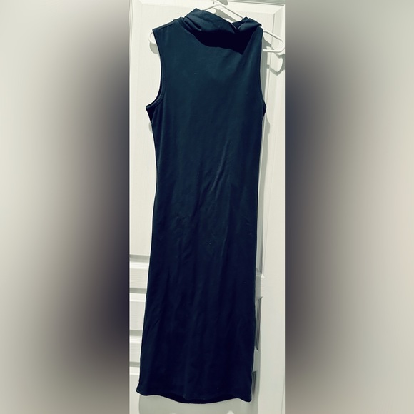 NWT Standard James Perse Cowl Neck Tuck Sleeveless Midi Dress in Midnight Green - Picture 6 of 11